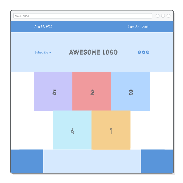 Web page with flexbox-based layout