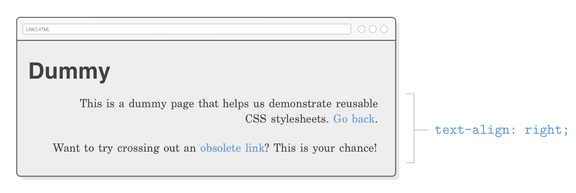 Web page with right-aligned text