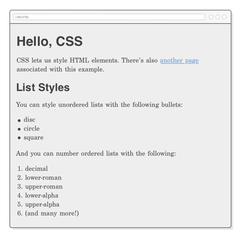 Web page showing <h1> and <h2> headings in a different font