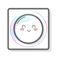 a mochi in a transparent bubble that has a gradient on it