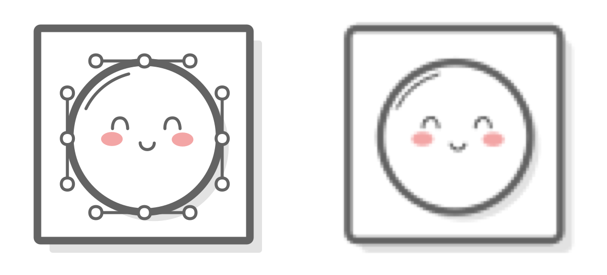 SVG image with crisp edges compared to a pixelated PNG image