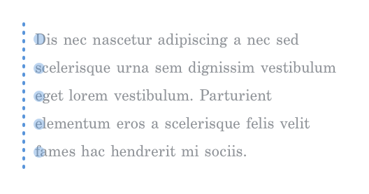 Diagram: vertically aligned dots on left side of left-aligned text serving as an anchor for your eyes